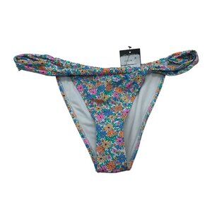 Cotton On Body Thick Gathered Strap Brazilian Bikini Bottom Floral Colorful M